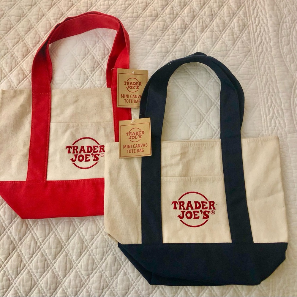 Trader Joe's Medium Canvas Tote Bags - Red and Blue NWT